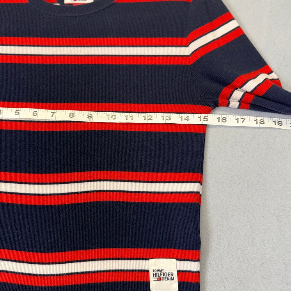 Americana red white blue Ribbed Long Sleeve Top S Y2K‎ Indie Sleaze BabyTee - Picture 5 of 6